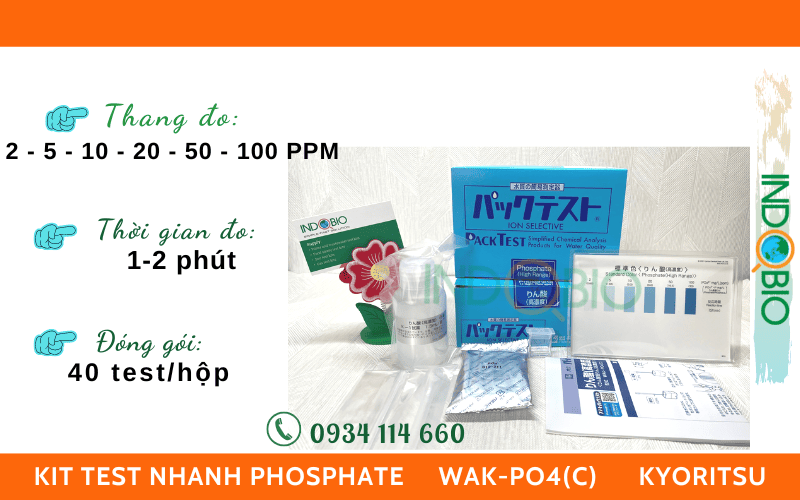 Packtest PO4 Kyoritsu - Nhật Bản, giúp test nhanh Phosphate trong nước thải 0-100 ppm, WAK-PO4(c)